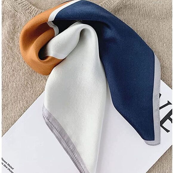 Color Block Mulberry Silk Neck Scarf - Picture 2 of 5